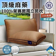 【虎達麥皂陪省團】【Hilton 希爾頓】 頂級麻藥銀離子100支紗萊賽爾獨立筒枕/卡其色-細節圖2