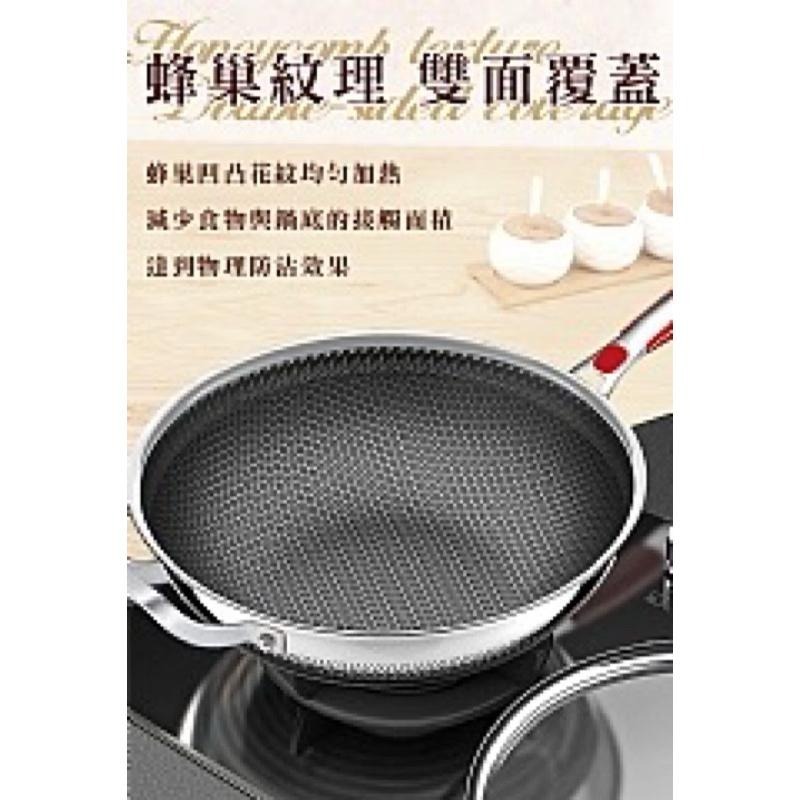 【虎達麥皂陪省團】頂級316不鏽鋼蜂巢炒鍋34公分含蓋-細節圖2