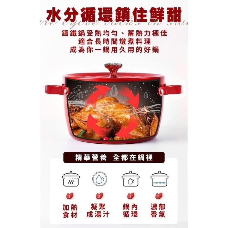 【虎達麥皂陪省團】【Enamel】琺瑯鑄鐵雙耳湯鍋24公分含蓋-細節圖9