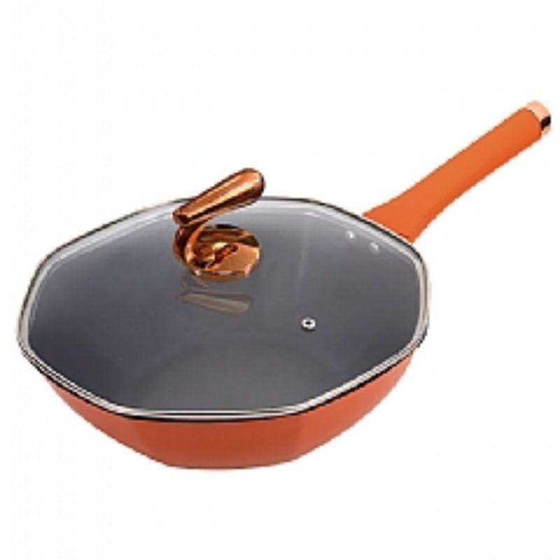 【虎達麥皂陪省團】宅配/歐風時尚八角耐磨晶粒不沾炒鍋30公分(含蓋)-細節圖2