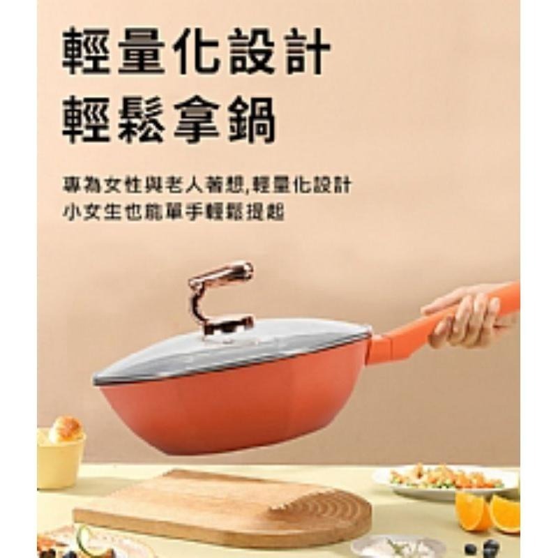 【虎達麥皂陪省團】宅配/歐風時尚八角耐磨晶粒不沾炒鍋30公分(含蓋)-細節圖6