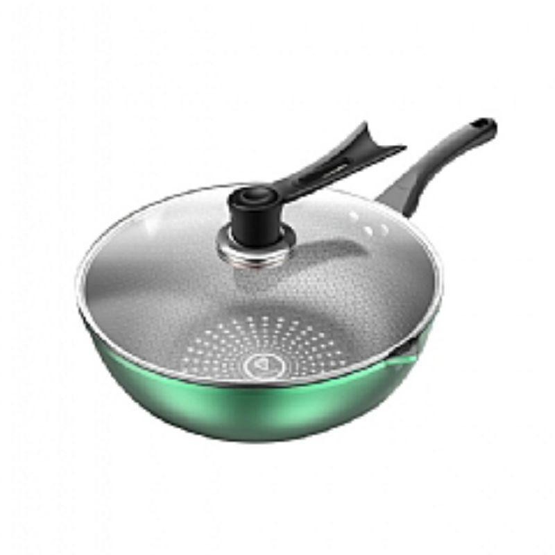 【虎達麥皂陪省團】宅配/鑽石蜂巢晶礦微雕不沾技術32CM炒鍋/含蓋-細節圖5