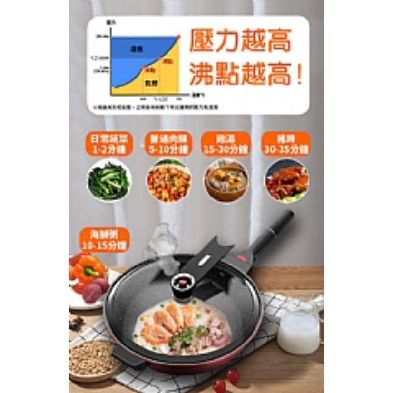 【虎達麥皂陪省團】德國精工原礦鑄造不沾真空微壓深炒鍋/壓力鍋/酒紅(32CM+鍋蓋)/宅配-細節圖2