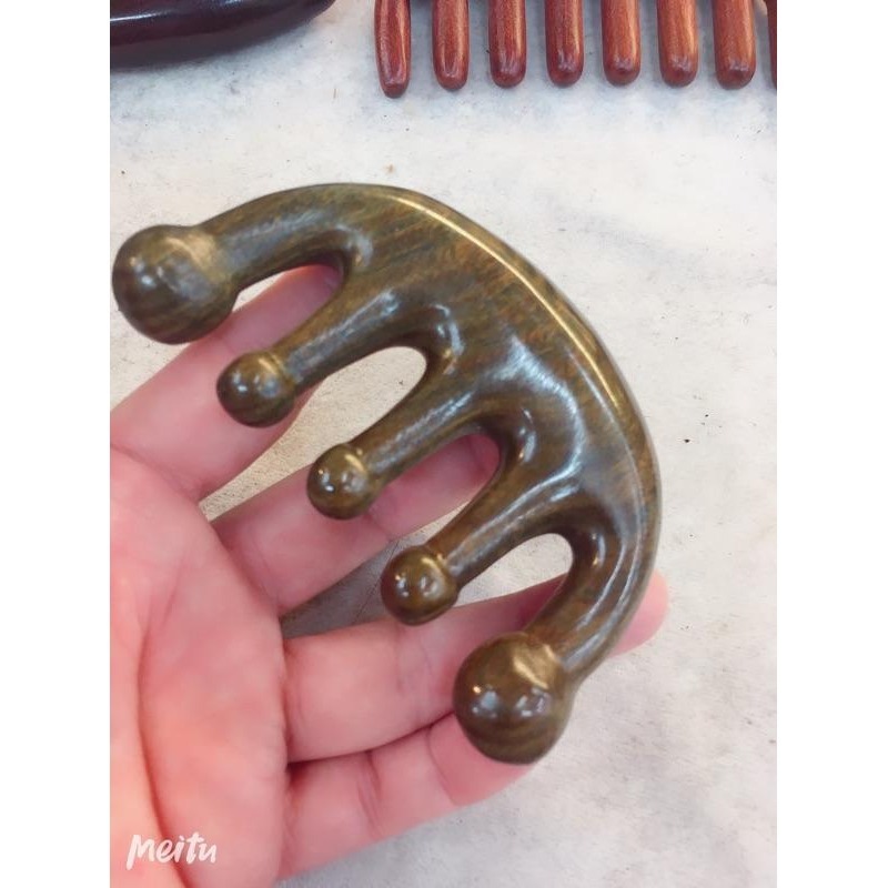 【虎達麥皂陪省團】巴拉圭綠檀梳 綠檀木 原始點 頭皮經絡 精品手工梳 禮物 頭皮保健 梳子3-細節圖4