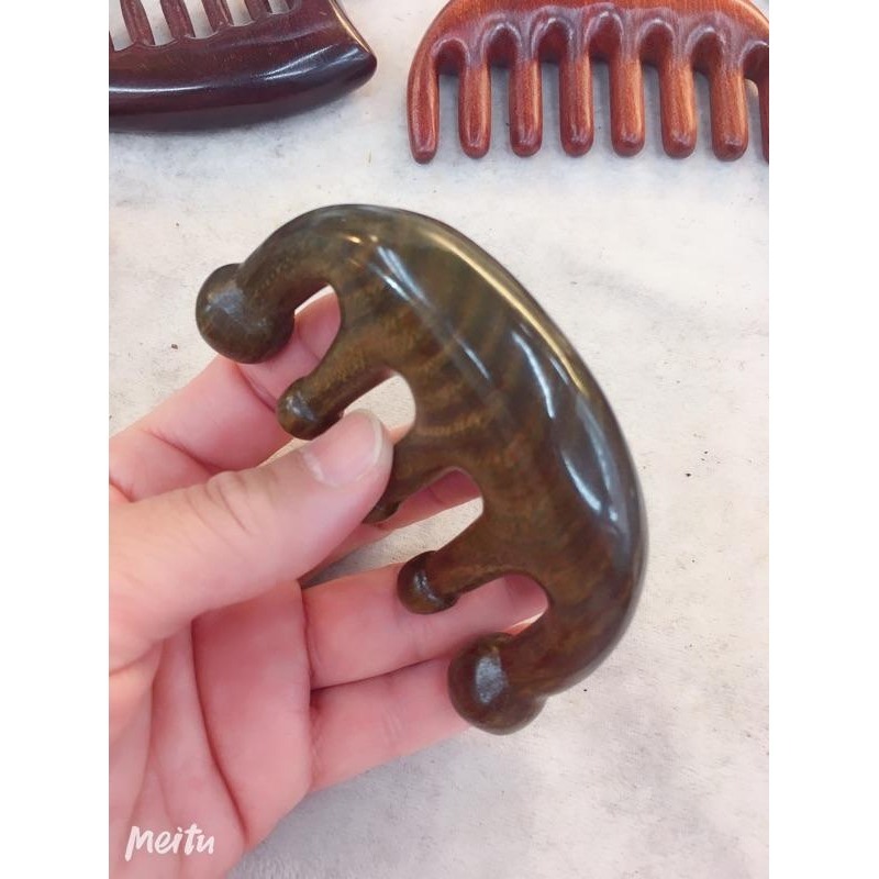 【虎達麥皂陪省團】巴拉圭綠檀梳 綠檀木 原始點 頭皮經絡 精品手工梳 禮物 頭皮保健 梳子3-細節圖5
