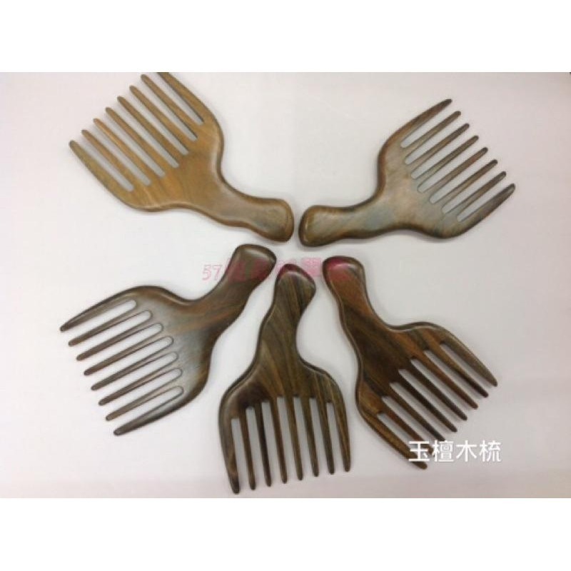 【虎達麥皂陪省團】玉檀梳/現貨/綠檀木髮叉梳 原木梳子-細節圖3