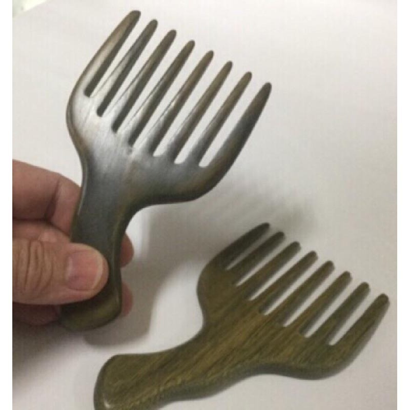 【虎達麥皂陪省團】玉檀梳/現貨/綠檀木髮叉梳 原木梳子-細節圖7