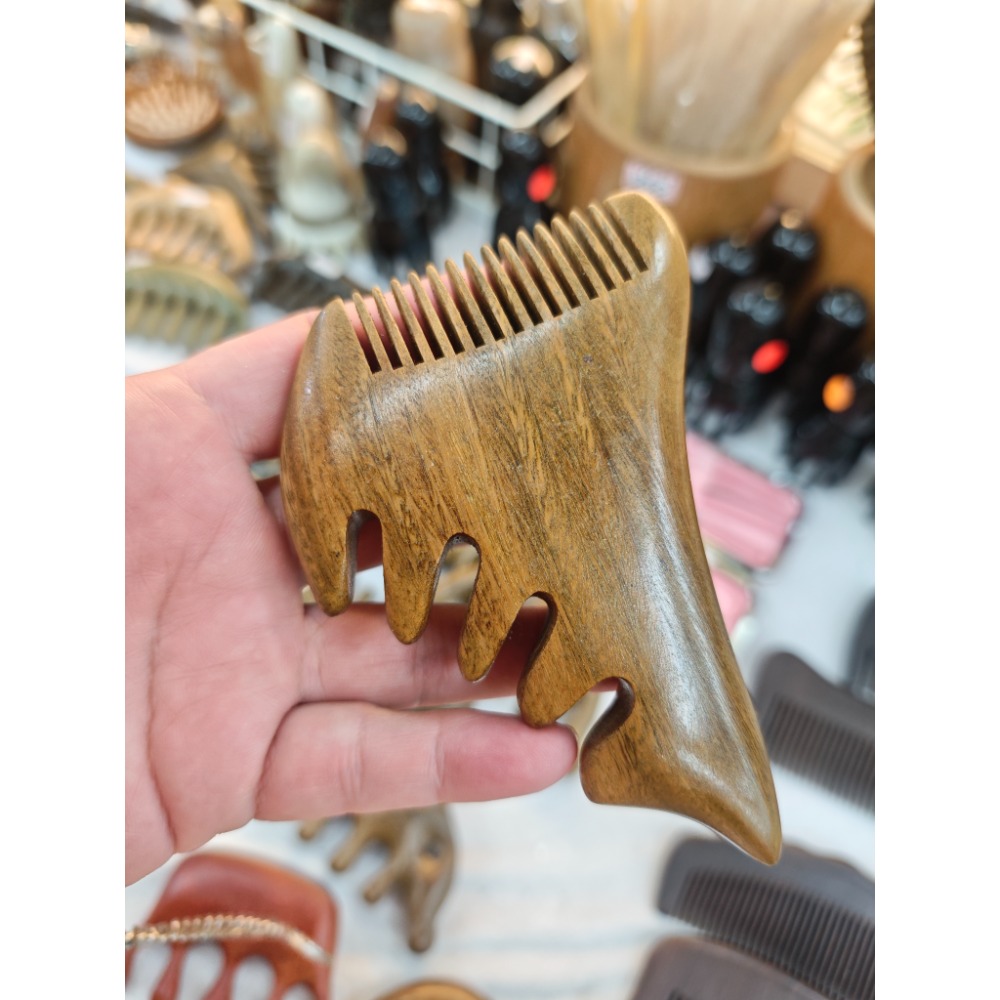 【虎達麥皂陪省團】綠檀木順髮梳 原木梳 按摩梳-細節圖2