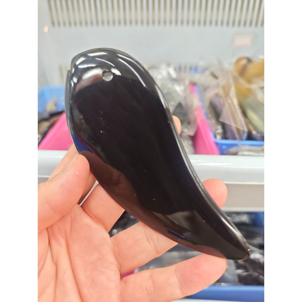 【虎達麥皂陪省團】鯨魚形按摩板 黑牛角 按摩板 刮痧板-細節圖2