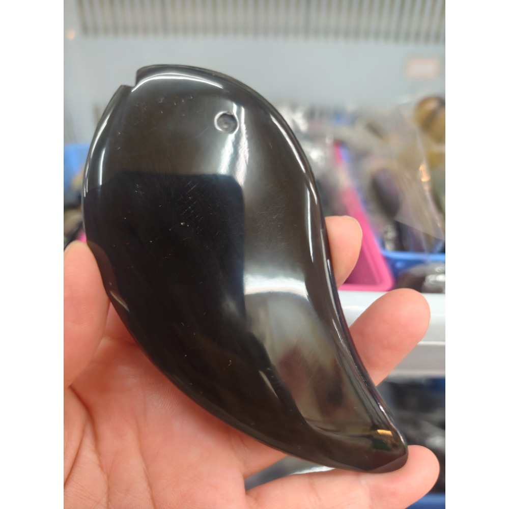 【虎達麥皂陪省團】鯨魚形按摩板 黑牛角 按摩板 刮痧板-細節圖3
