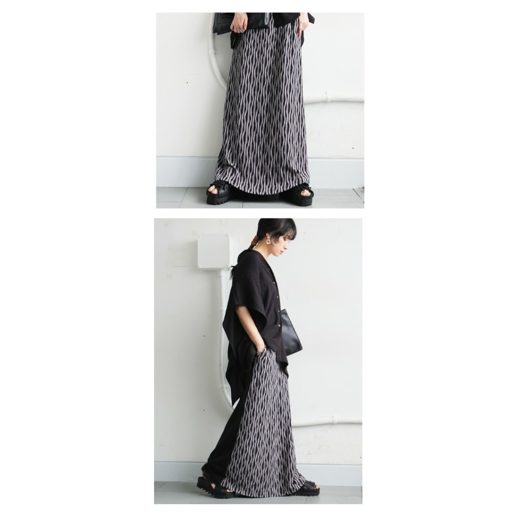 ❤️J.shop❤️現貨▪︎日單ANTIQUA夏秋波紋條紋A字裙*海軍藍#PA-03773-細節圖7