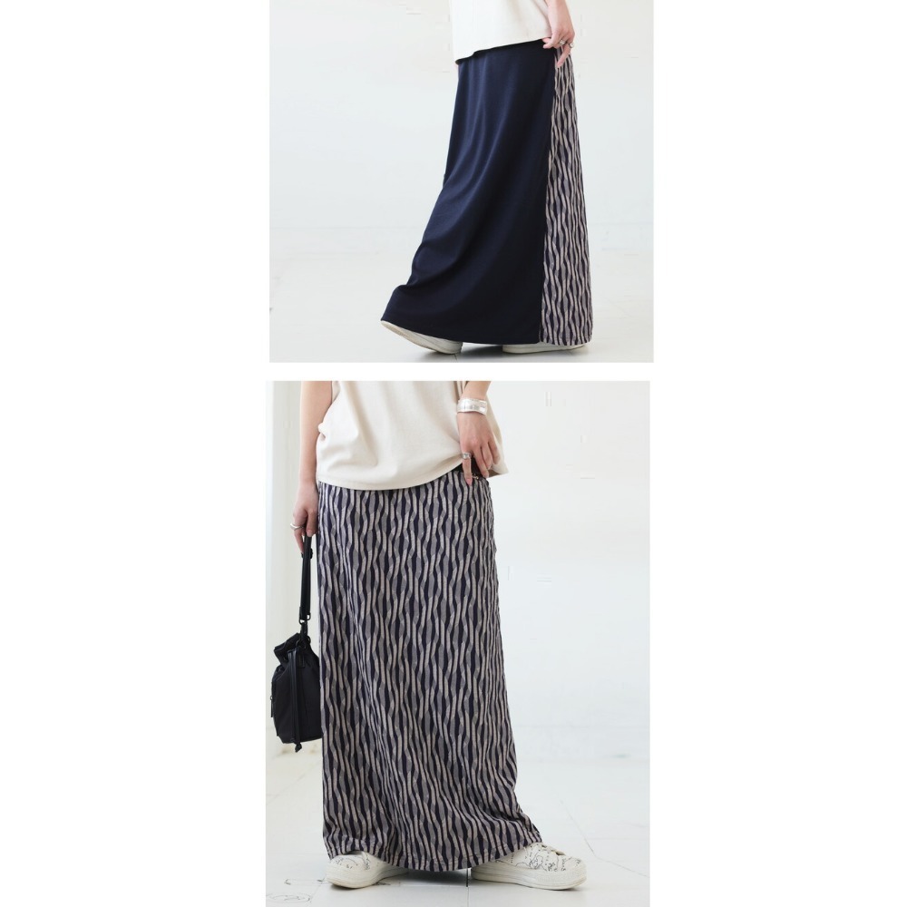 ❤️J.shop❤️現貨▪︎日單ANTIQUA夏秋波紋條紋A字裙*海軍藍#PA-03773-細節圖8