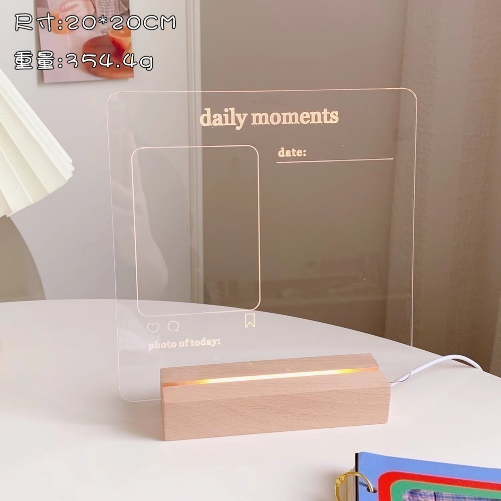 【現貨折扣】透明壓克力發光記事板(送白色筆) 留言板 記事板 寫字板 發光記事板 壓克力留言板 小夜燈 備忘錄 聖誕禮物-細節圖2