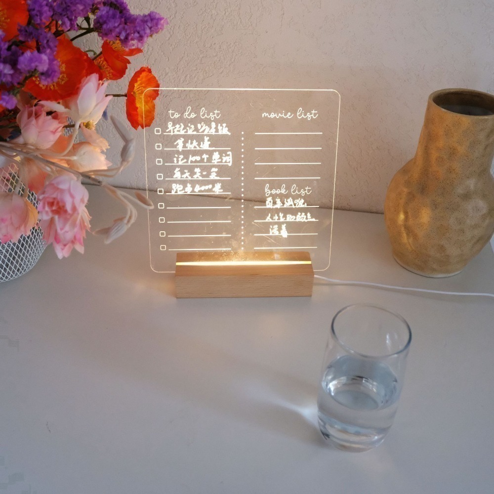 【現貨折扣】透明壓克力發光記事板(送白色筆) 留言板 記事板 寫字板 發光記事板 壓克力留言板 小夜燈 備忘錄 聖誕禮物-細節圖5