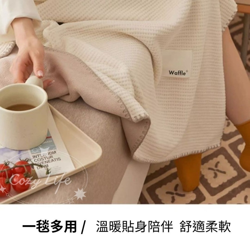 【台灣現貨】華夫格絨毛毯 午睡毯 保暖毯 懶人毯 沙發毯 空調毯 冷氣毯 露營毯 車用毯 四季毯 毛毯 毯子 被子 蓋毯-細節圖5