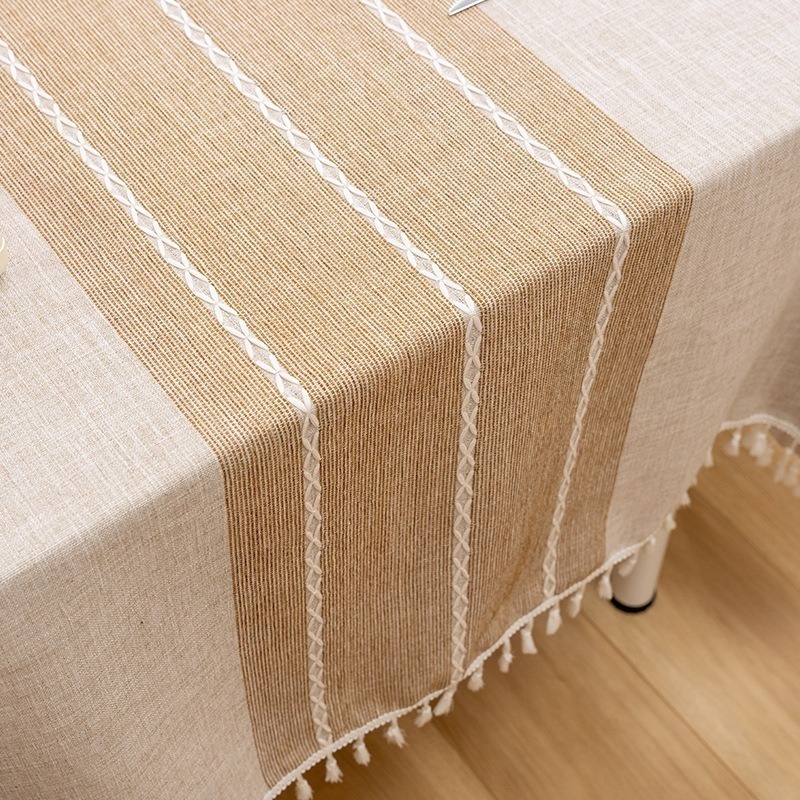 【台灣現貨】棉麻防水桌巾 流蘇桌布 棉麻桌巾 防水桌巾 廚房桌巾 餐桌墊 防水桌布 桌巾 桌布 餐桌布 餐桌巾 北歐桌巾-細節圖5