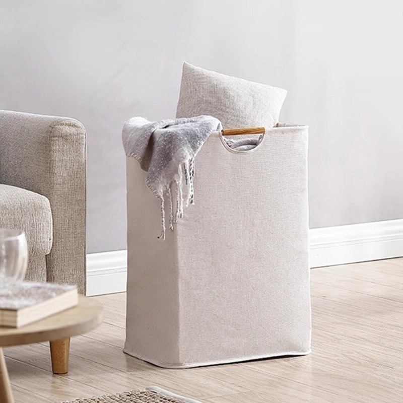 【台灣現貨】日系棉麻洗衣籃 洗衣籃 收納 髒衣籃 洗衣籃折疊 折疊收納籃 置物籃 收納籃折疊 日式洗衣籃 收納籃 無印風-細節圖6