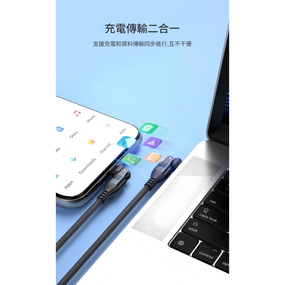 240w 180°旋轉雙Type-c to Type-c超級快充線 PD充電線 數據傳輸線 長100cm 防斷裂 更安全-細節圖5