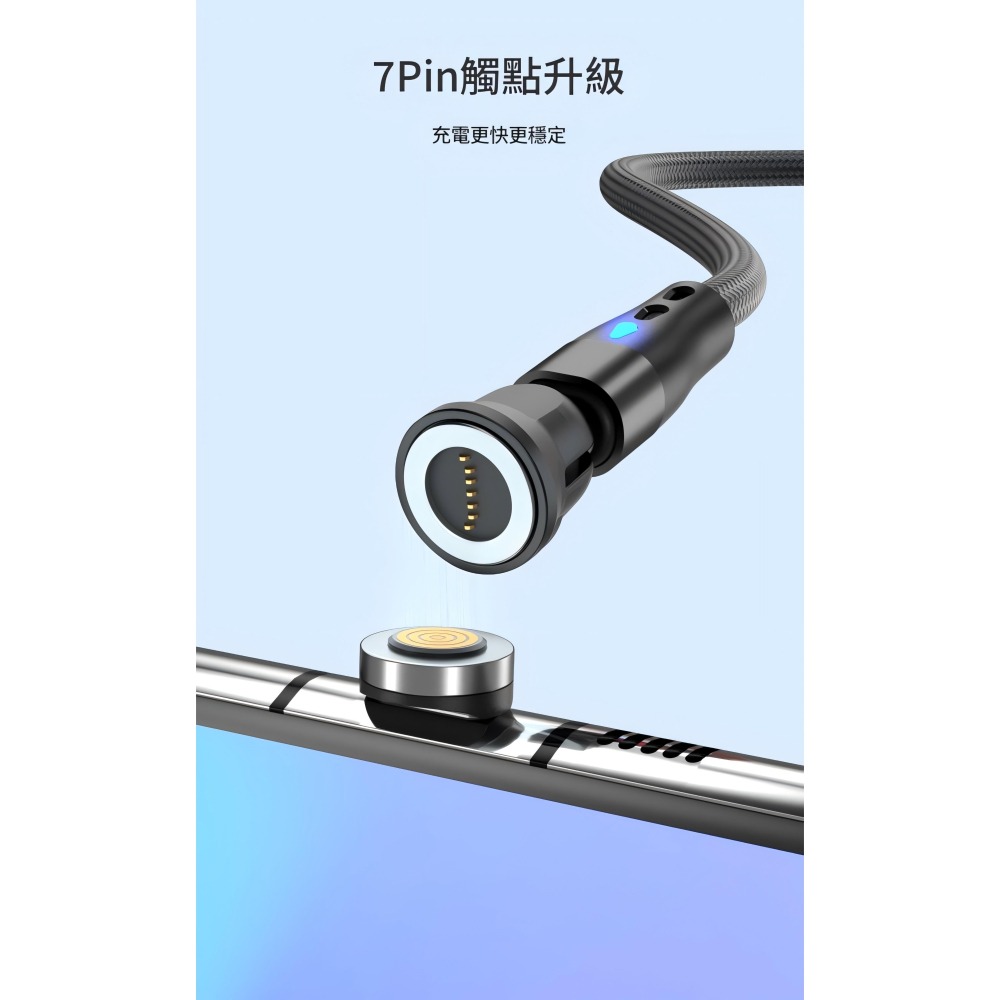 60w 540度旋轉Type-c to 三合一磁吸快充線 PD充電線 超級快充線 全能充電綫 長100cm-細節圖6