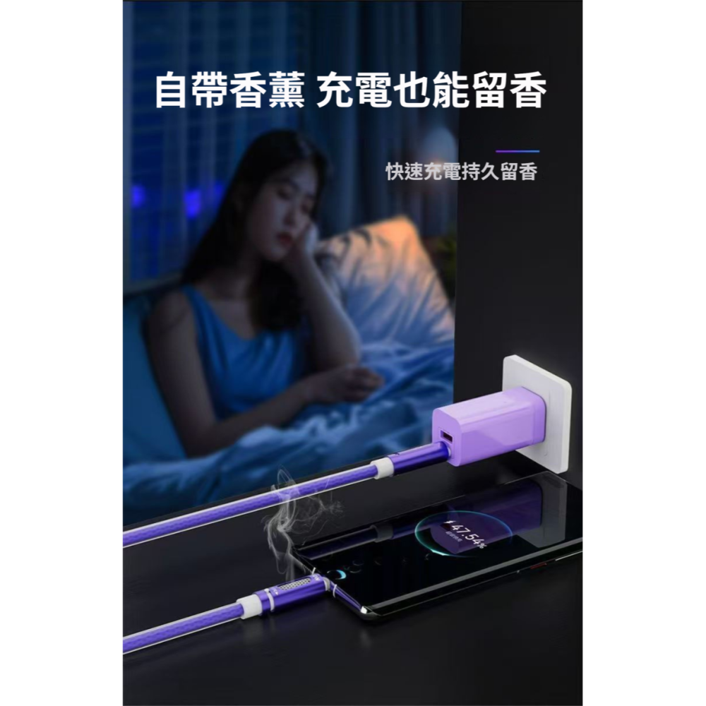 65W 香薰 雙TEPY-C手機充電綫 車載充電綫 氛圍燈 長120cm-細節圖5