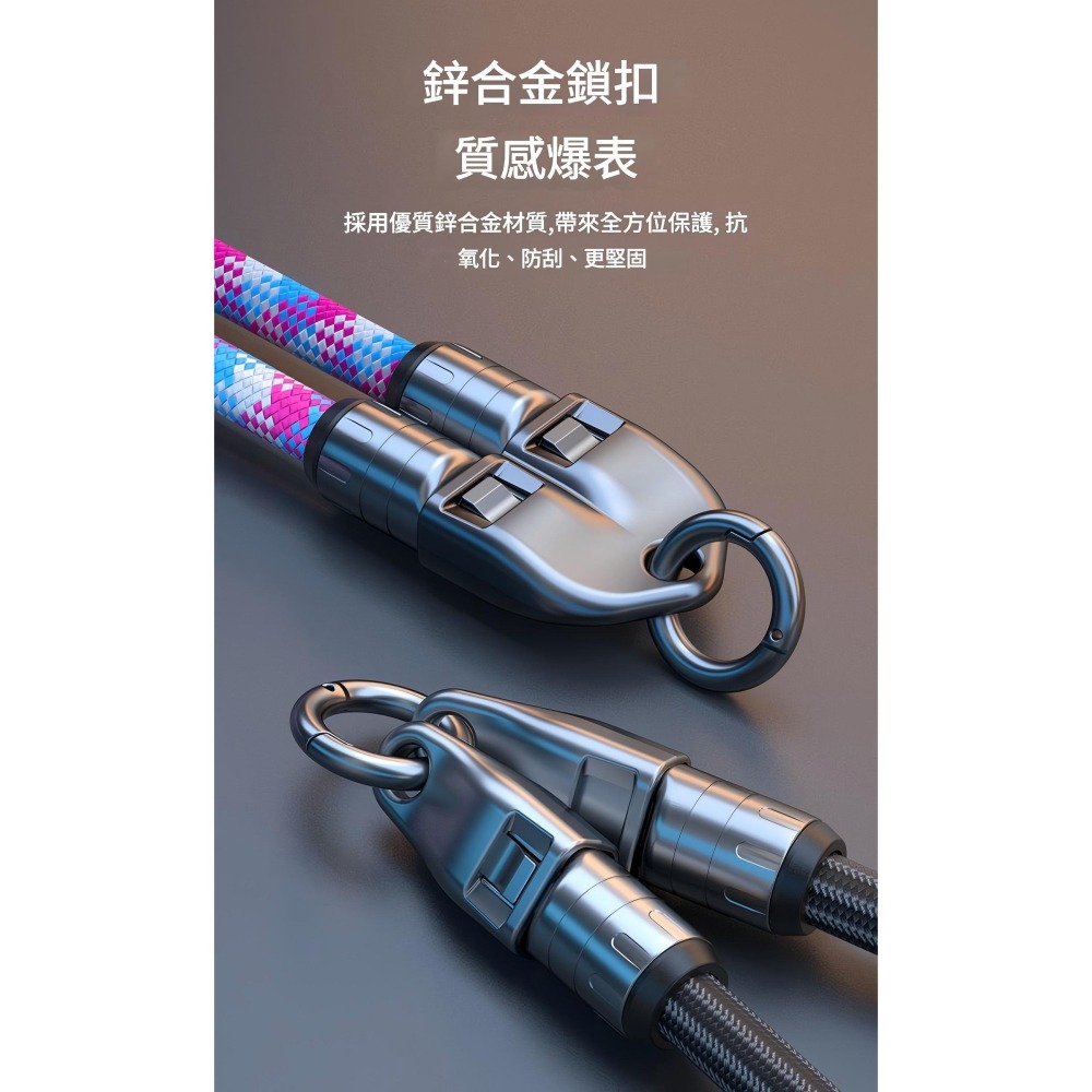 240W手機尼龍掛繩充電線 雙Type-c超級快充線 PD快充線 鑰匙扣掛繩30cm 背帶款兩用快充充電綫120cm-細節圖10