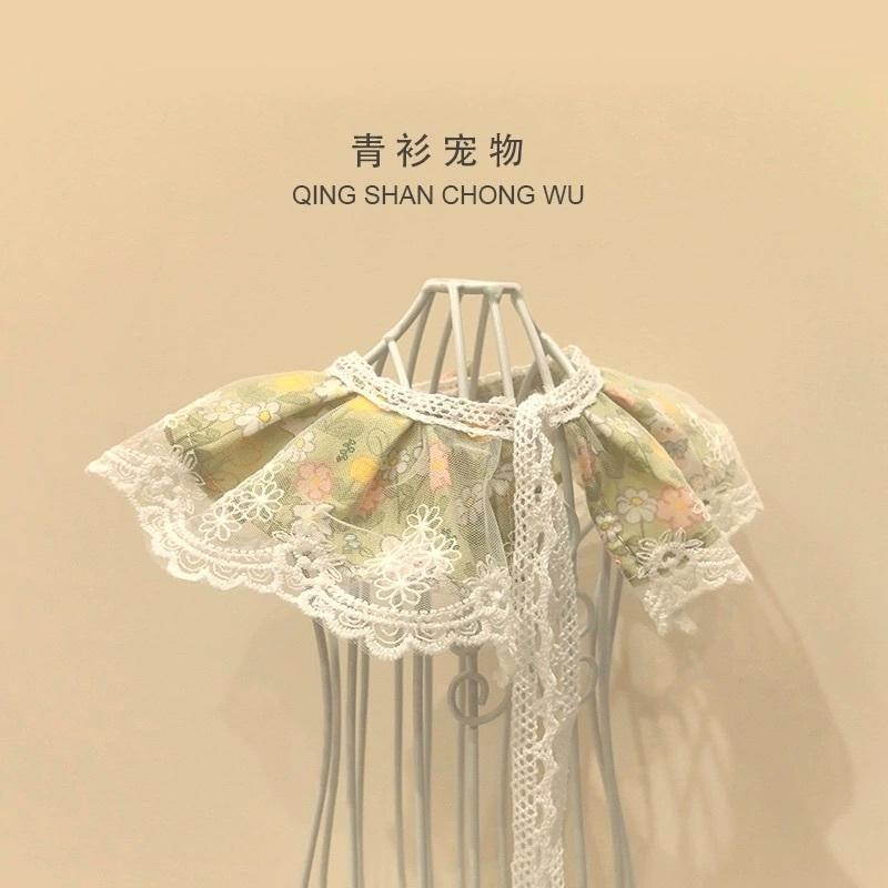 <1313選物>【青衫寵物】◆ 小兔子綠色花邊蕾絲口水巾、領巾寵物貓咪狗狗頸部裝飾衣服圍脖-細節圖4
