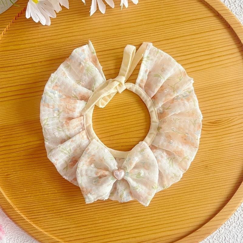 <1313選物>小清新碎花網紗寵物圍脖狗狗口水巾小猫咪圍兜小清新碎花網纱圍巾蝴蝶结 現貨-細節圖5