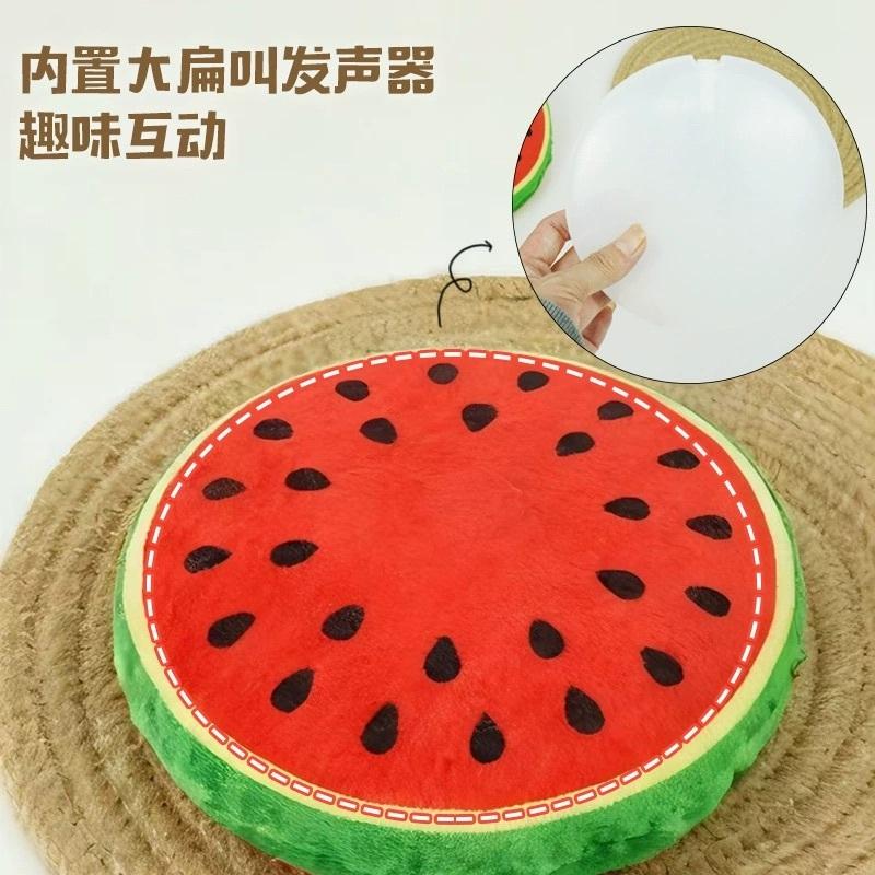 <1313選物>毛绒發聲水果大西瓜BB叫 寵物玩具 小狗玩具 寵物用品 寵物飛盤-細節圖3