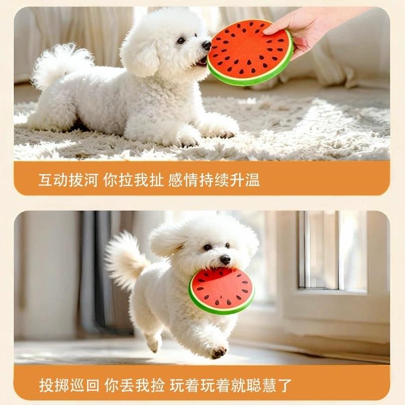 <1313選物>毛绒發聲水果大西瓜BB叫 寵物玩具 小狗玩具 寵物用品 寵物飛盤-細節圖4