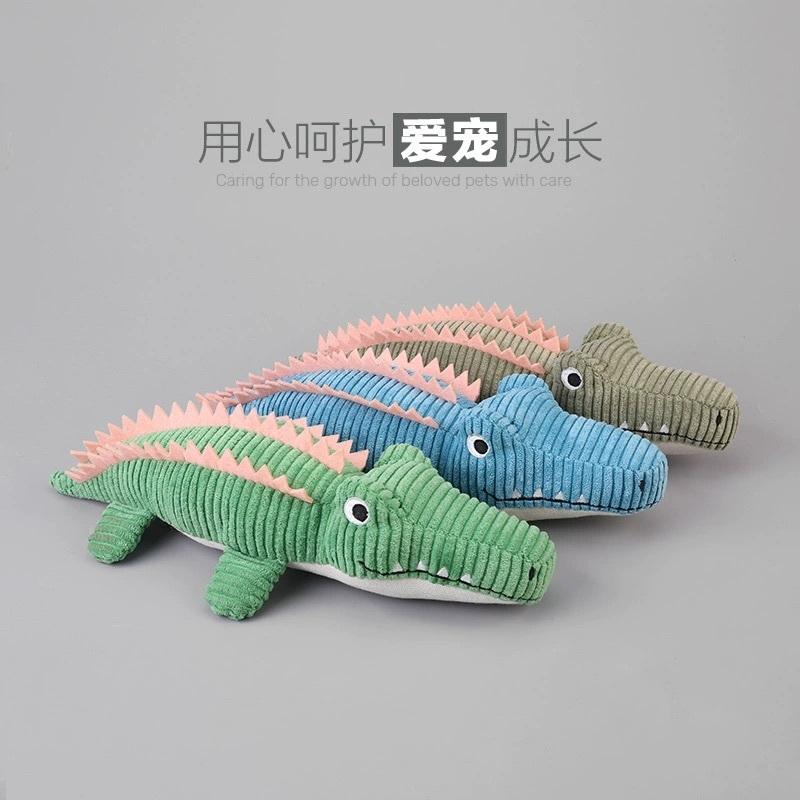 <1313選物> 毛絨鱷魚 寵物玩具寵物解悶 仿真趴姿鱷鱼 耐咬磨牙寵物 毛绒玩具互動狗狗用品-細節圖2