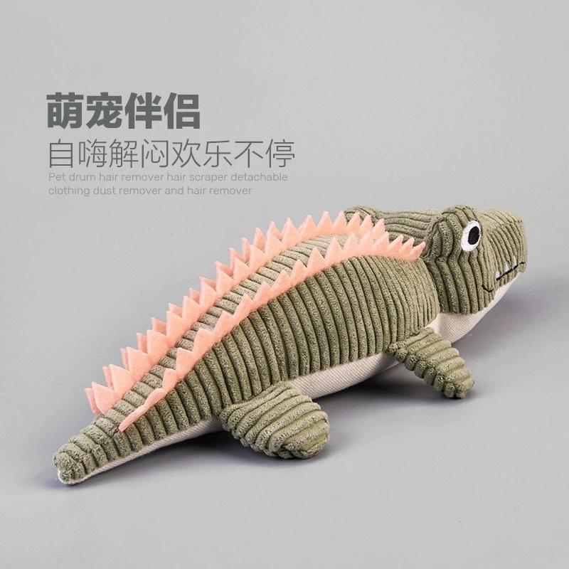 <1313選物> 毛絨鱷魚 寵物玩具寵物解悶 仿真趴姿鱷鱼 耐咬磨牙寵物 毛绒玩具互動狗狗用品-細節圖3