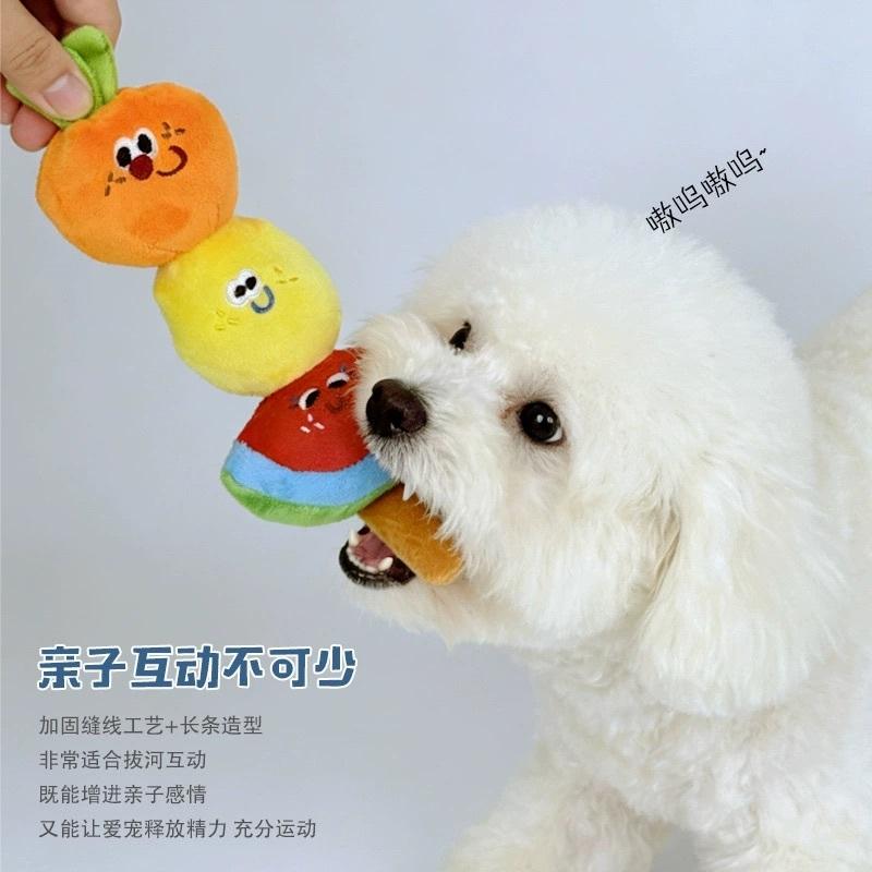 <1313選物>毛絨發聲糖葫蘆 狗玩具新品趣味搞怪水果毛絨發聲玩具糖葫蘆響紙-細節圖3