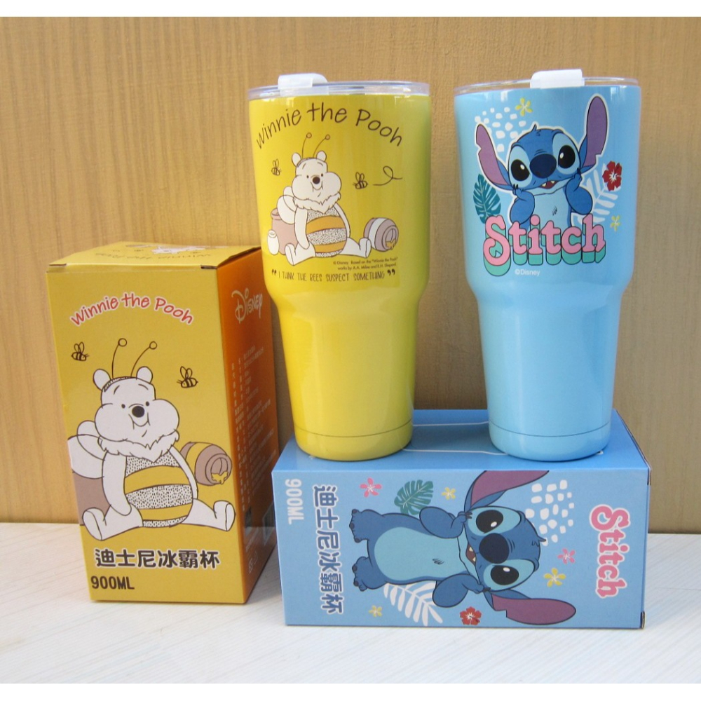 迪士尼 史迪奇 小熊維尼 維尼小熊 冰霸杯 水杯  不銹鋼保溫杯 水瓶 冰壩杯 900ml-細節圖3