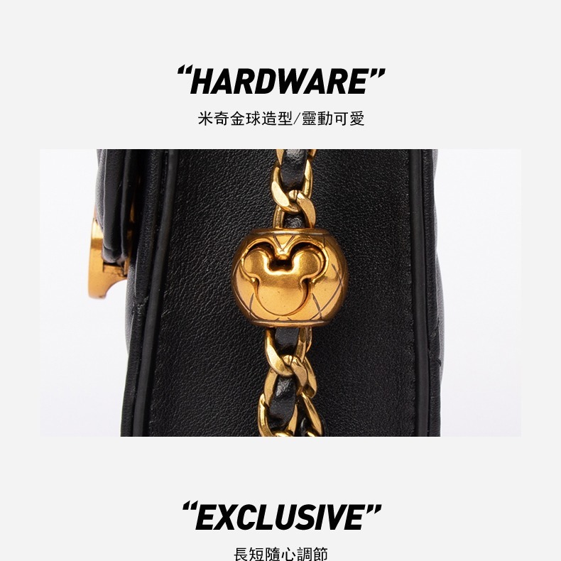 Disney迪士尼經典米奇金鍊菱格小方包-細節圖5