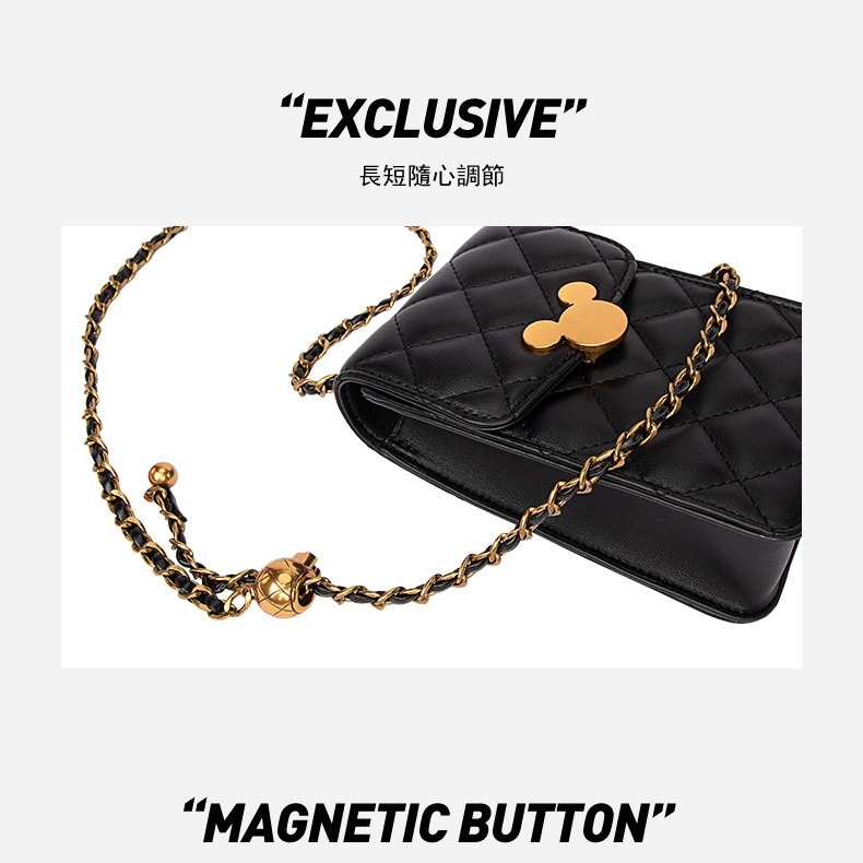 Disney迪士尼經典米奇金鍊菱格小方包-細節圖6