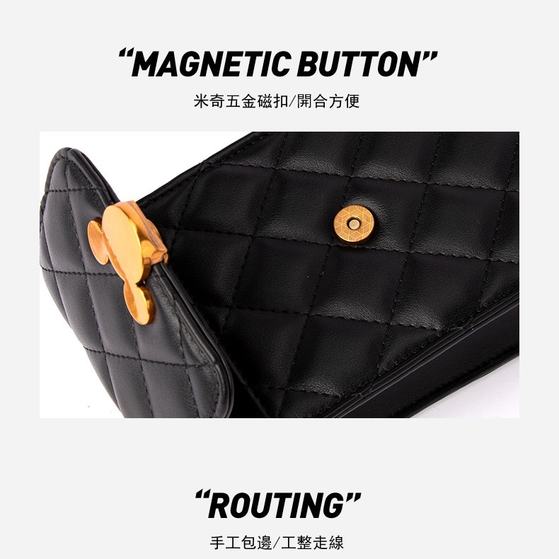 Disney迪士尼經典米奇金鍊菱格小方包-細節圖7