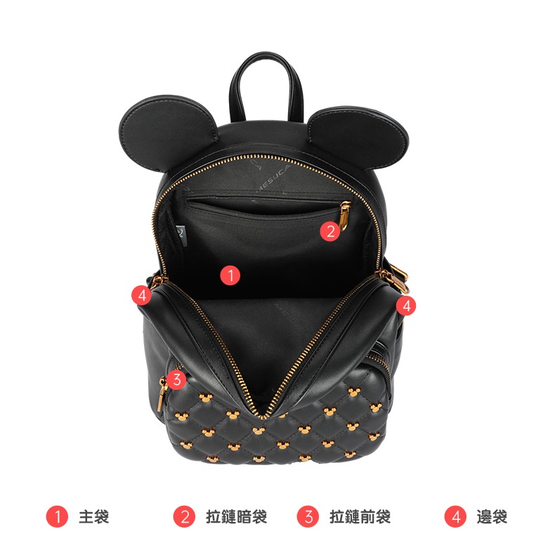 Disney迪士尼米奇經典造型菱格後背包-細節圖5