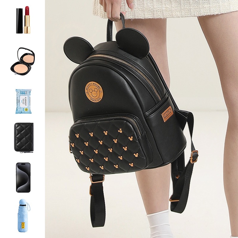 Disney迪士尼米奇經典造型菱格後背包-細節圖7