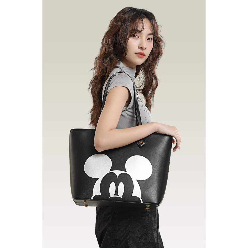 Disney迪士尼 米奇經典圖案黑色托特包-細節圖4