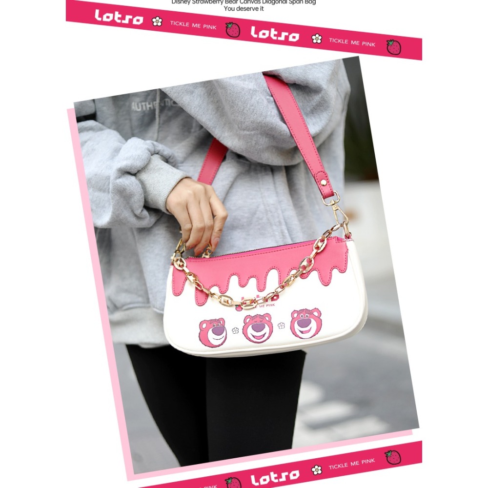 Disney迪士尼 草莓熊腋下包 正版授權 腋下單肩包-細節圖2