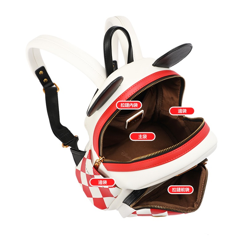 Disney迪士尼 米奇耳朵菱格紋後背包-細節圖5