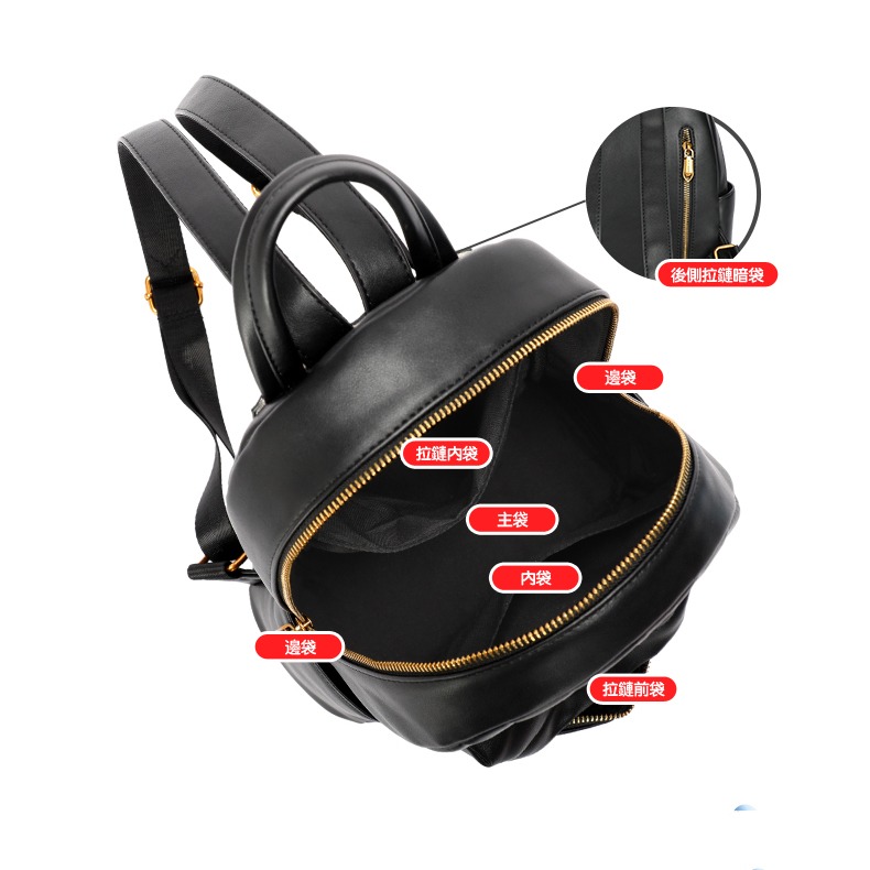 Disney迪士尼 米奇經典菱格皮革背包-細節圖6