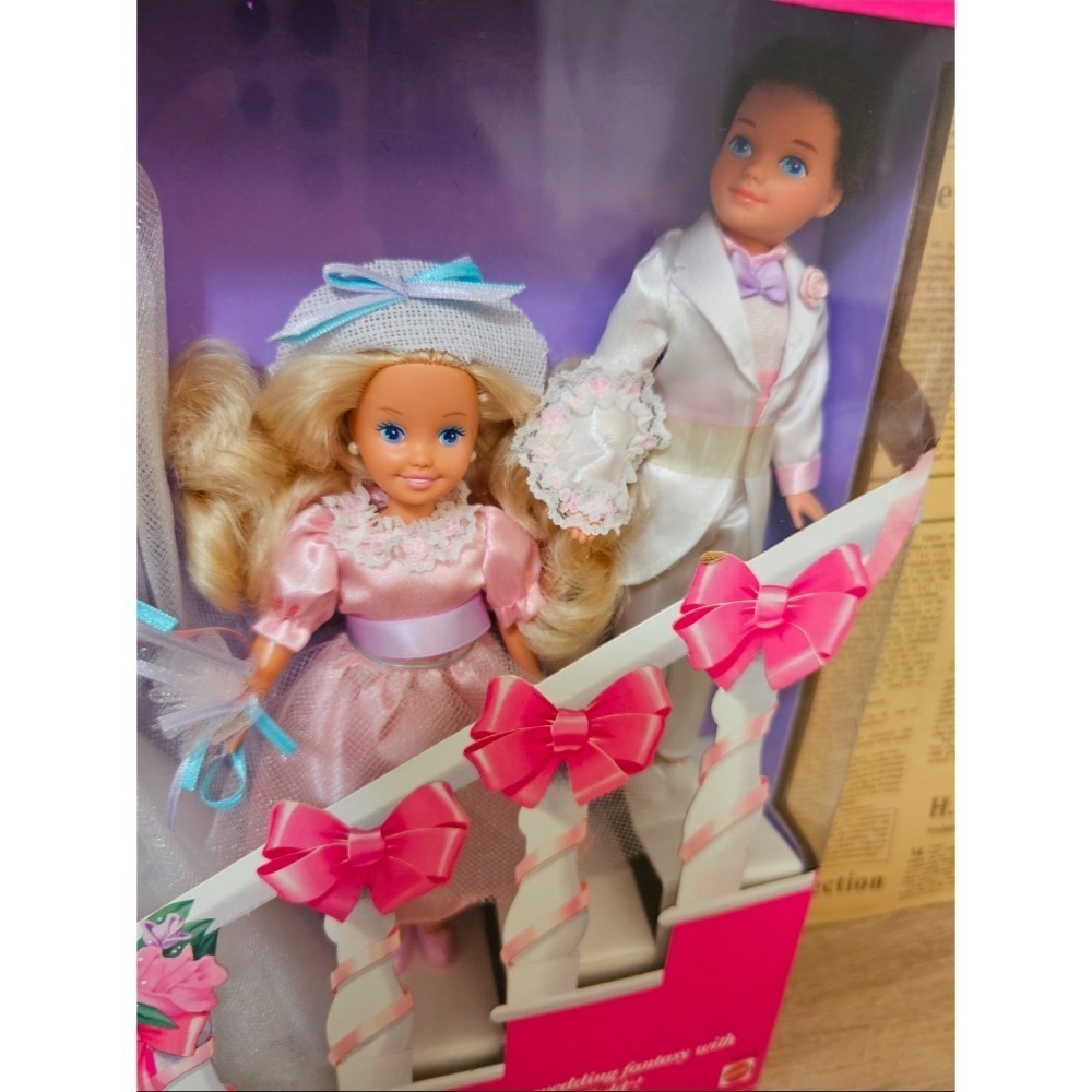 Barbie 芭比 美泰 1993 夢幻婚禮禮物套組 芭比、Stacie & Todd 娃娃-細節圖3