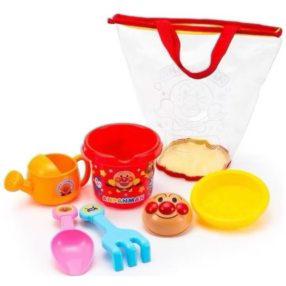 日本正版麵包超人玩沙工具組 七件組 紅精靈 細菌人 麵包超人-細節圖2