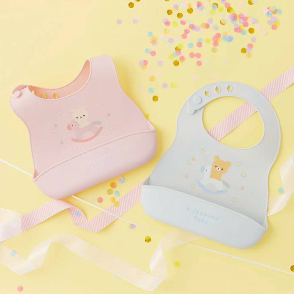 Rilakkuma 寶寶系列 圍兜兜 拉拉熊 懶懶熊 懶妹 矽膠圍兜-細節圖2