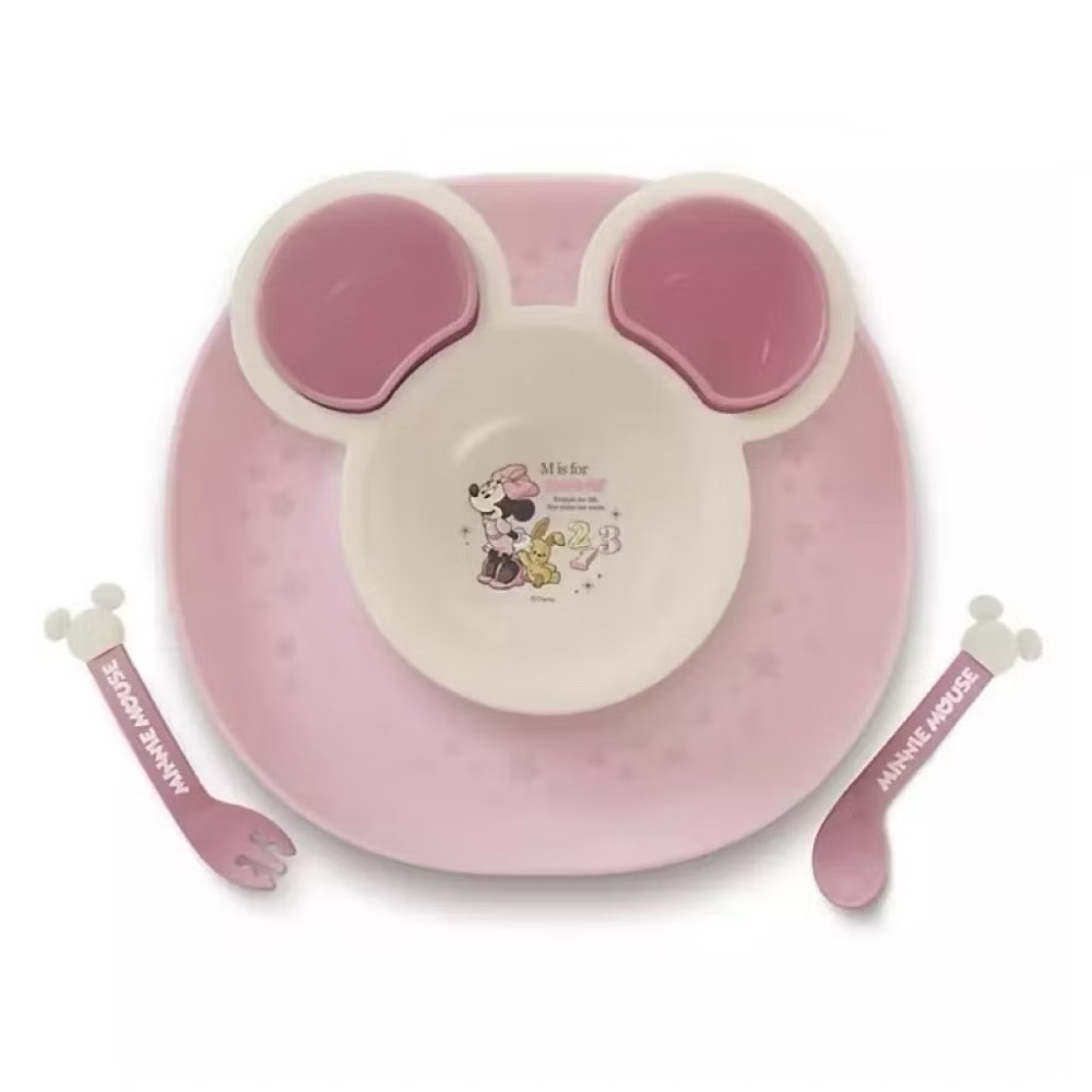 迪士尼 Disney 米奇 米妮 維尼 兒童餐具餐盤組 副食品 餐具禮盒 學習餐具-規格圖2