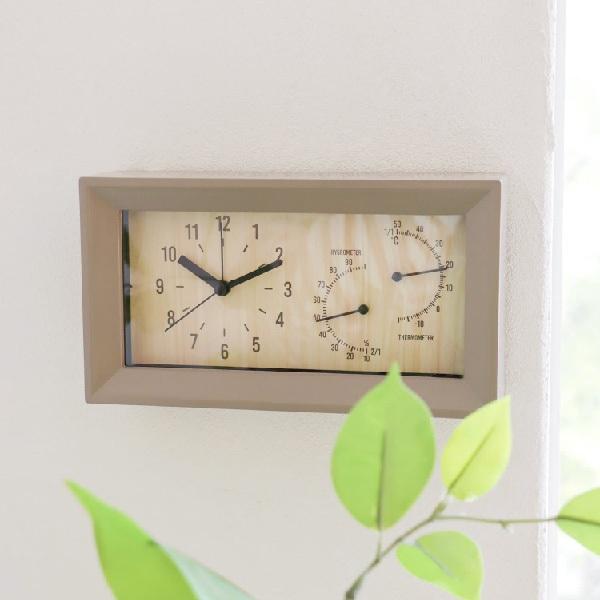 【台灣現貨/日本代購】 3 COINS 長方形時鐘 時鐘 溼度計 溫度計 桌上時鐘 壁掛時鐘-細節圖7