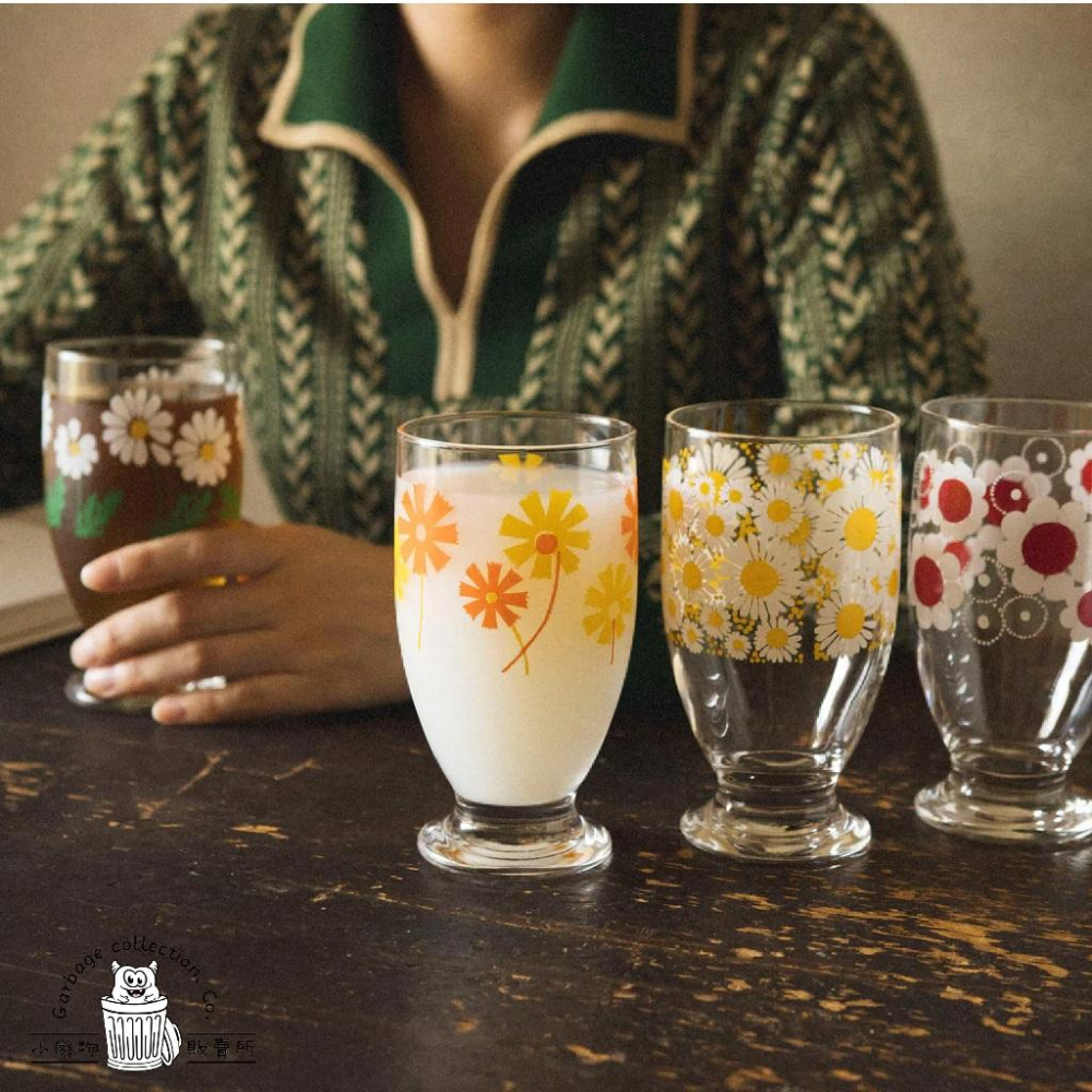 『日本商品/台灣現貨』日本製造 Adelia 昭和復古立式玻璃杯 復古玻璃杯  玻璃杯 小花玻璃杯  復古系列-細節圖2