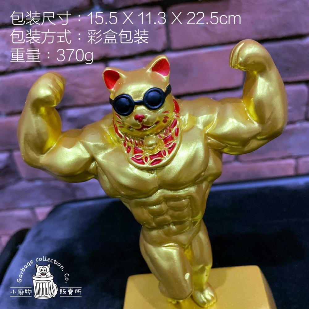 『台灣現貨/當天出貨』招財貓 肌肉健美招財貓 黃金招財貓  開業禮物  健身房招財貓-細節圖3