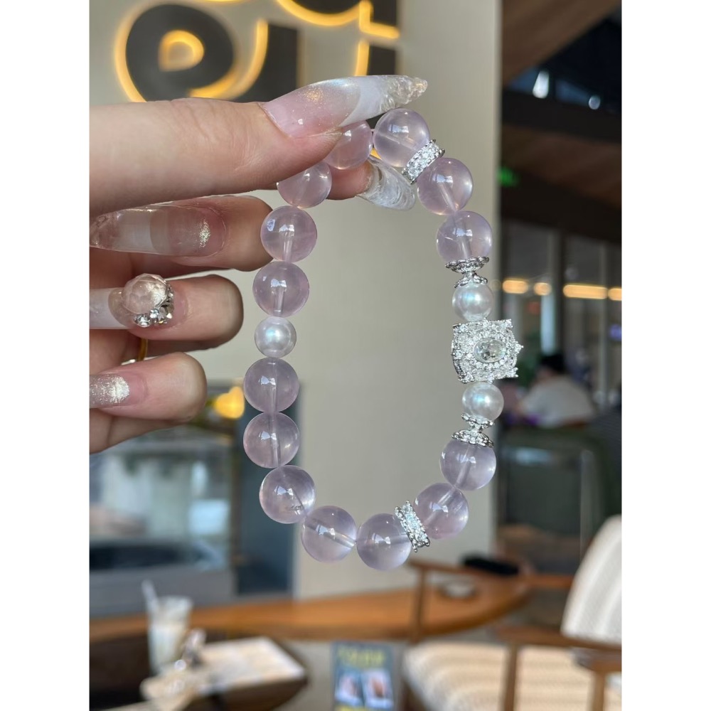 【SiiS Jewelry】柔光戀語｜粉晶珍珠水晶手鍊｜戀愛能量 桃花開運 情感療癒 女神系飾品推薦-細節圖2